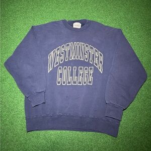 Westminster College Vintage Crewneck Lrg University 22x26 Pittsburgh Sweatshirt